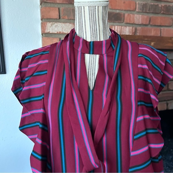 Kimora Lee Simmons Striped Ruffle Sleeve Mini Dress Sz 8 - Picture 4 of 10